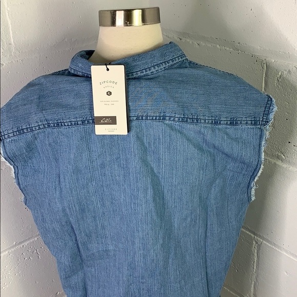 Nwt Zip code demin cut off Shirt - Picture 4 of 7